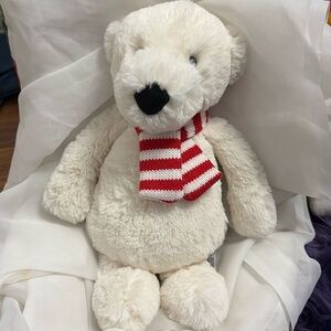 Jellycat Pax Polar Bear with red white scarf plush